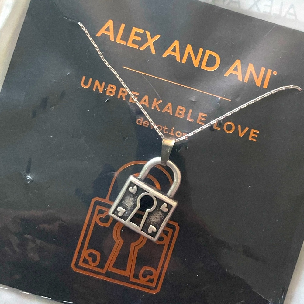 Alex and Ani Adjustable Unbreakable Love Lock Necklace in Silver up to 28” NWT